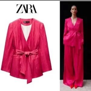 BNWT Zara Pink Blazer with Belt size Small